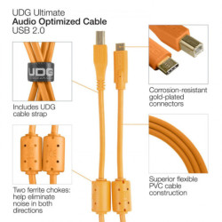 UDG Ultimate Audio Cable USB 2.0 C-B Orange Straight 1.5m (USB C/M-USB B/M)